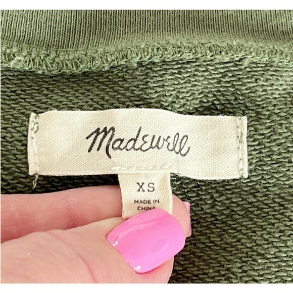 MADEWELL (Re)sourced Cotton V Neck Green Sweatshirt - Picture 4 of 8